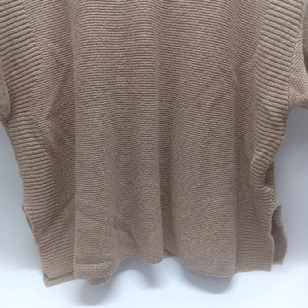Talbots Ladies Poncho Style‎ Ribbed Camel Pullover Short Sleeve Sweater Medium